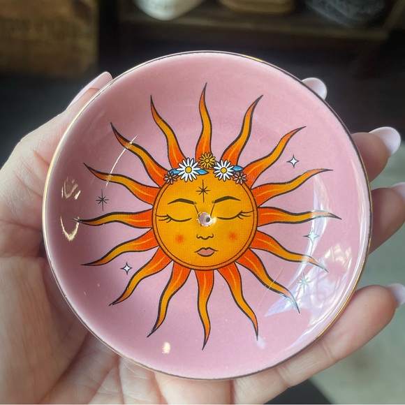 Sunburst Pink Decorative Ceramic Incense Holder - Picture 4 of 4